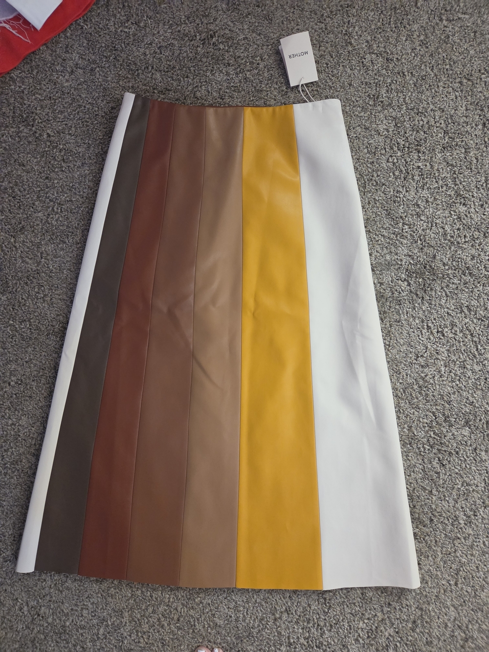 NWT MOTHER Multicolor Bits And Pieces Skirt - White, Mustard & Browns - Picture 1 of 12